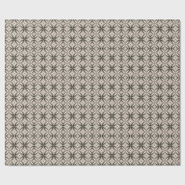 Beige och bruna retro cirkulära former presentpapper (Platt)