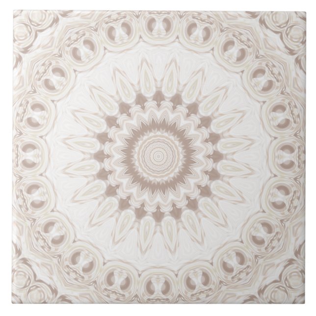 Beige och Cream Mandala Mönster Kakelplatta (Framsidan)