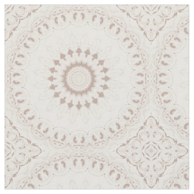 Beige och Cream Mandala Mönster Tyg (Närbild)