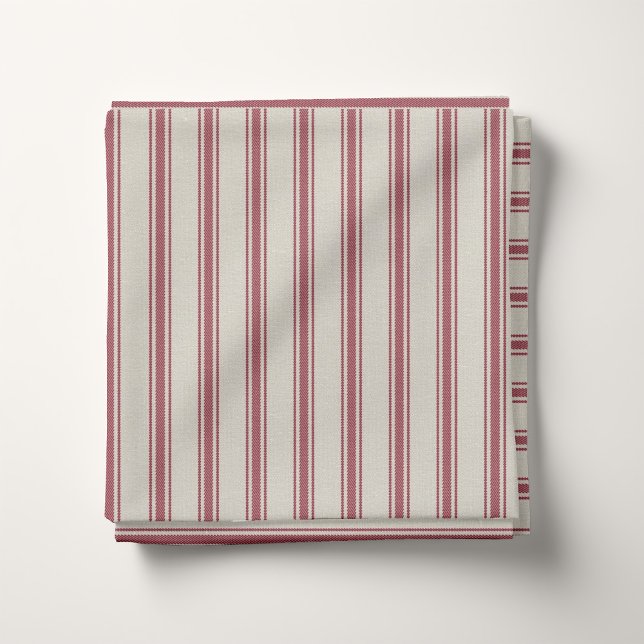 Beige och Crimson Red Classic Ticking Rand Tyg (Skapare uppladdad)