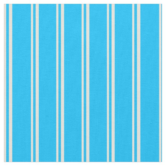 Beige och Deep Himlar Blue Färgad Linjer Tyg (Närbild)