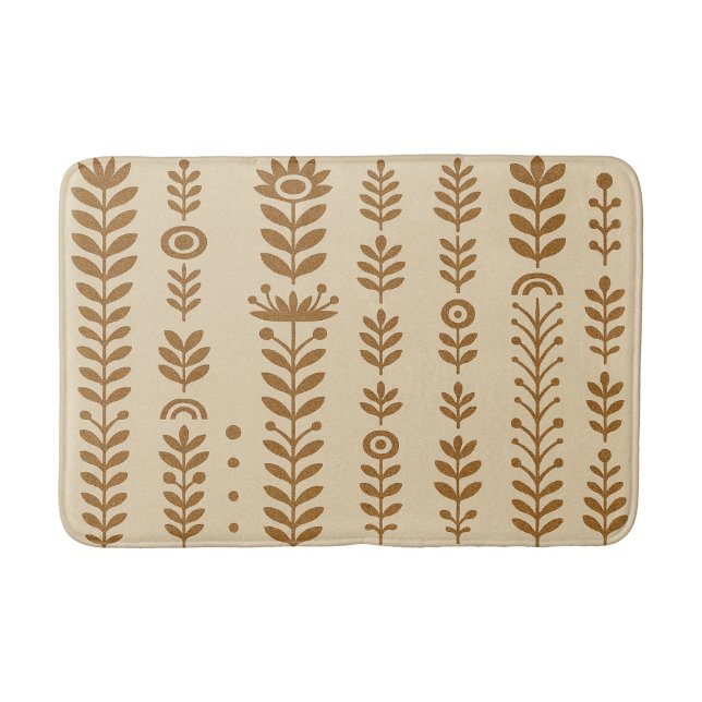 Beige och Earth Brown Bath Mat Badrumsmatta (Framsidan)