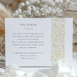 Beige och Elfenbensfärgade Blommiga Bröllopsinform Tilläggskort