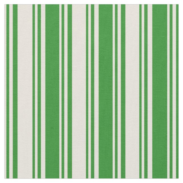 Beige och Forest Grönt Färgad Mönster Tyg (Närbild)