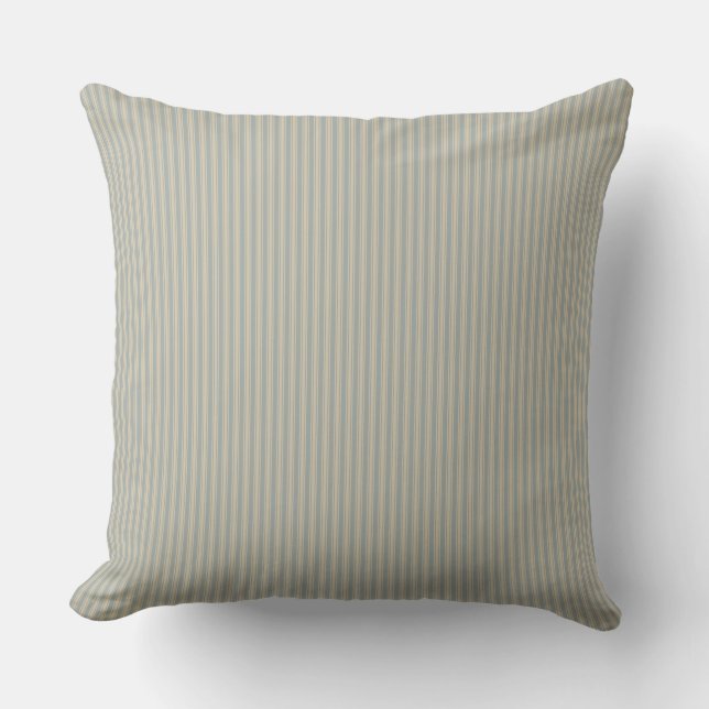 Beige och grå randig rand kudde (Framsida)