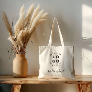 Beige och grått elegant modern, pris QR-kod Tygkasse