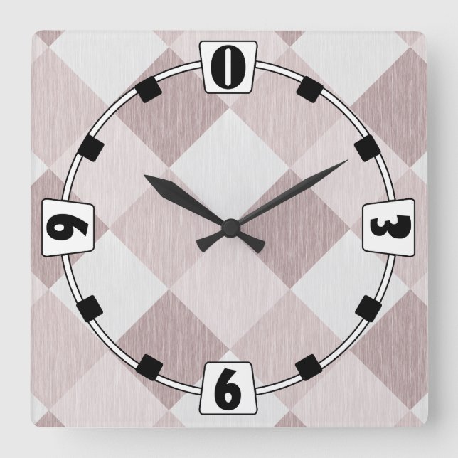 Beige och Grått Geometric Patchwork Mönster Obliqu Fyrkantig Klocka (Framsida)