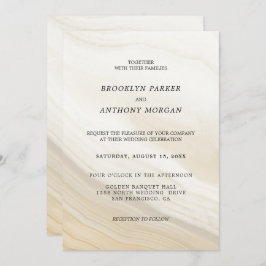 Beige och Grått MarLED Bröllop Inbjudningar