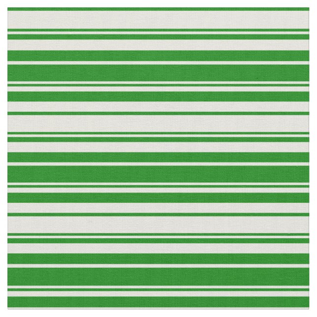 Beige och Grönt Färgad Linjer Tyg (Närbild)