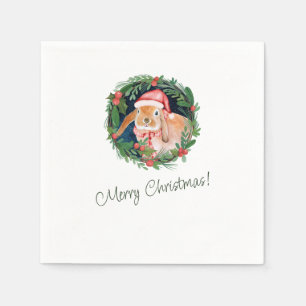 Beige och Grönt Jul Hälsning Napkins Pappersservett