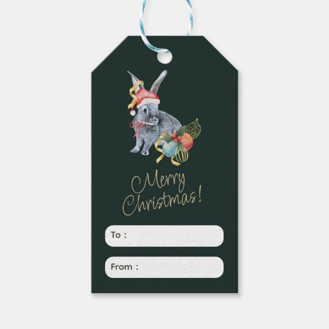 Beige och Grönt Juldagen Hälsning Märkrn Presentetikett (Framsidan)