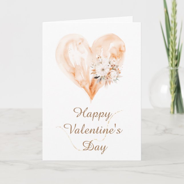 beige och guld elegant valentinekort helgkort (Framsida)