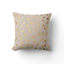 Beige och Guld Glitter Polka Dot Pillow