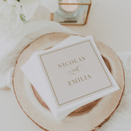 Beige och Guld Simple Classic Bröllop Pappersservett