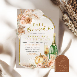 Beige och Ivory Boho Fall Brunch Birthday Inbjudningar