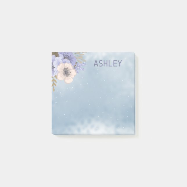 Beige och Lavender Flowers Post-it Block (Framsida)