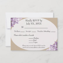 Beige och lila RSVP-kort