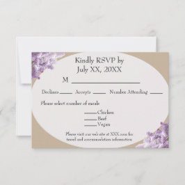 Beige och lila RSVP-kort OSA Kort