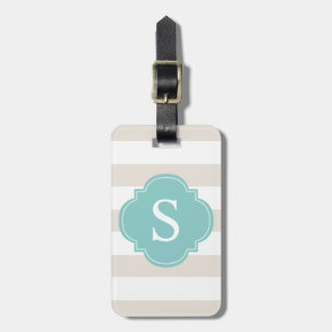 Beige- och MintrandMonogram Bagagebricka
