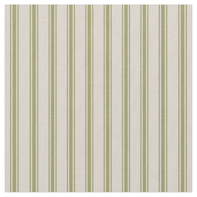 Beige och Oliv grönt Classic Ticking Rand Tyg (Närbild)