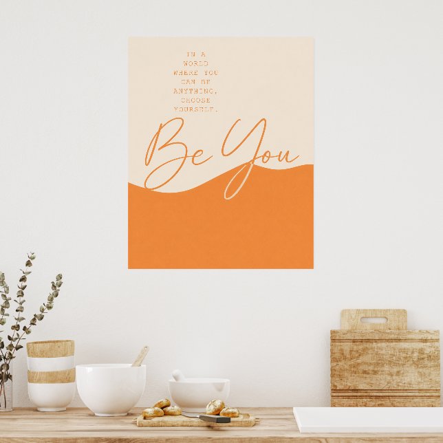 Beige och Orange Empowering Citat – Minimalistisk  Poster (Kök)
