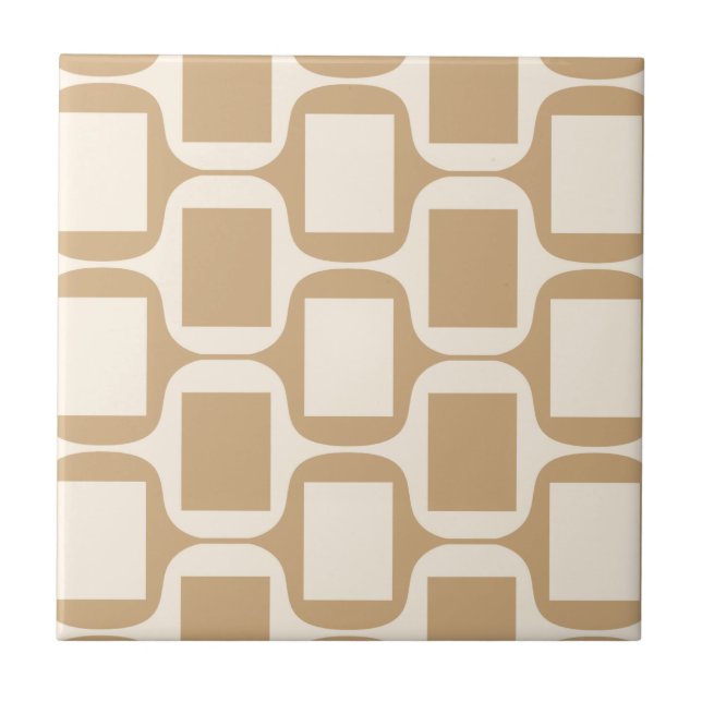 Beige och rektanglar och kurvor för sand färgade kakelplatta (Framsidan)