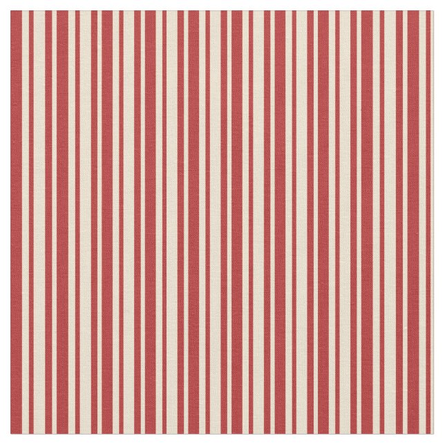 Beige och Röda Rand/Linjer Mönster Tyg (Närbild)