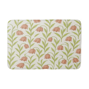 Beige och Rosa Blommigt Badrumsmatta