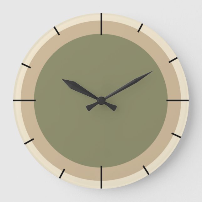 Beige och sage grönt stor klocka (Framsida)