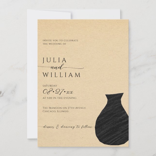 Beige och svart estetik | BRÖLLOP Inbjudningar (Framsida)