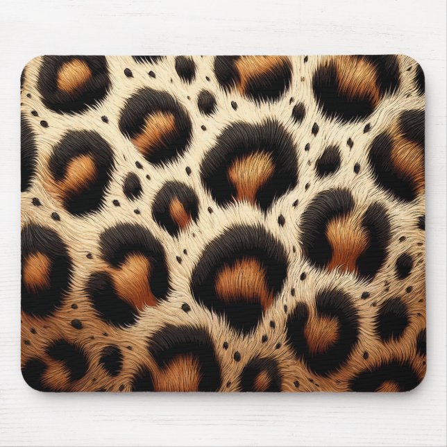 Beige och svart leopardpälsdjurstryckfläckar  musmatta (Framsidan)