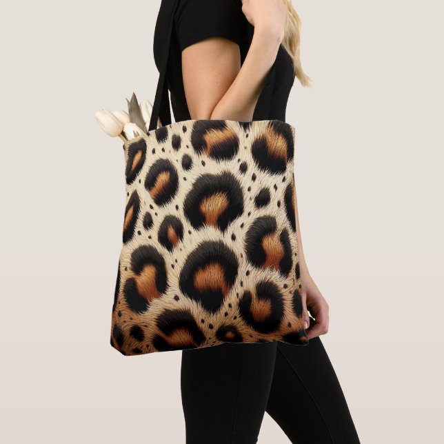 Beige och svart leopardpälsdjurstryckfläckar  tygkasse (Närbild)