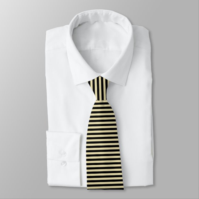 Beige- och svartrandar slips (Bunden)