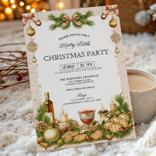 Beige och tallgrön ribba julfest inbjudningar