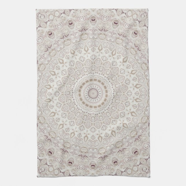 Beige och Taupe Mandala Mönster Design Kökshandduk (Vertikal)