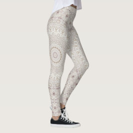Beige och Taupe Mandala Mönster Design Leggings