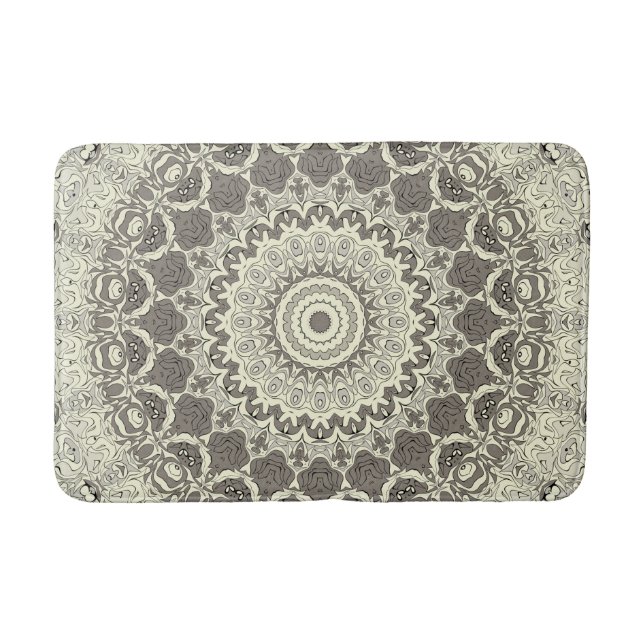 Beige och Taupe Mandala Mönsterdesign Badrumsmatta (Framsidan)