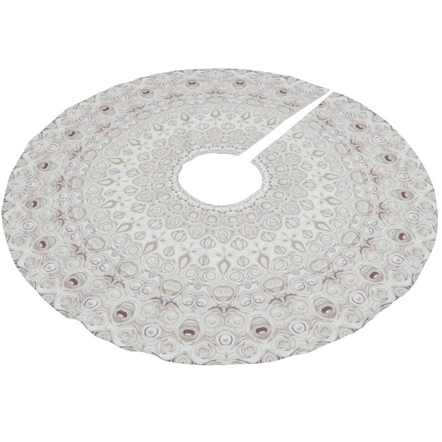 Beige och Taupe Mandala Mönsterdesign Julgransmatta Borstad Polyester (Vinklad)