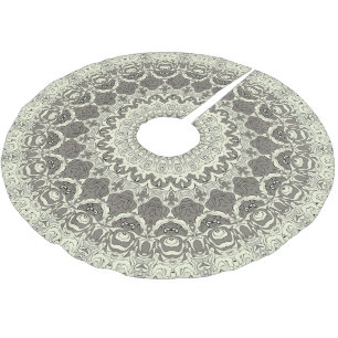Beige och Taupe Mandala Mönsterdesign Julgransmatta Borstad Polyester