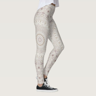 Beige och Taupe Mandala Mönsterdesign Leggings