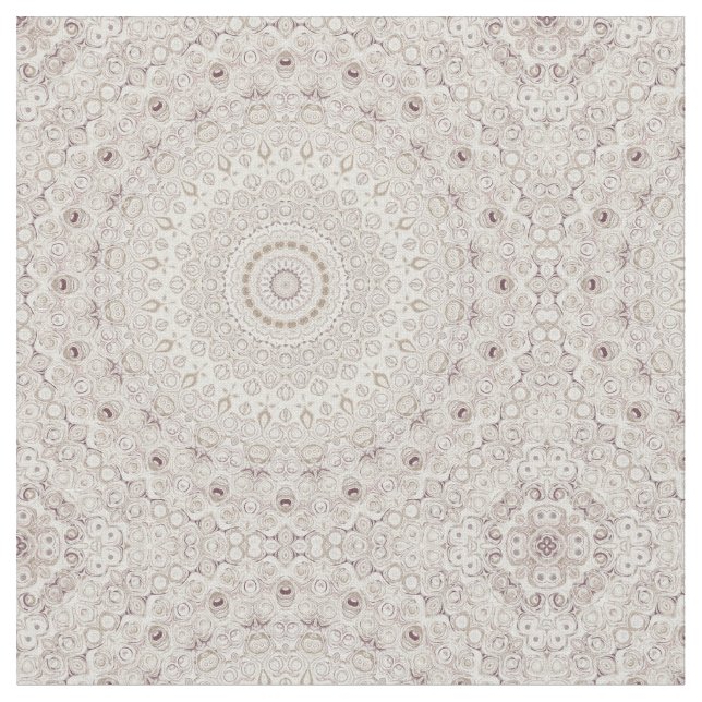 Beige och Taupe Mandala Mönsterdesign Tyg (Närbild)