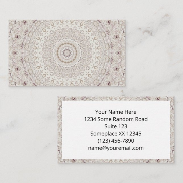 Beige och Taupe Mandala Mönsterdesign Visitkort (Fram/baksida)