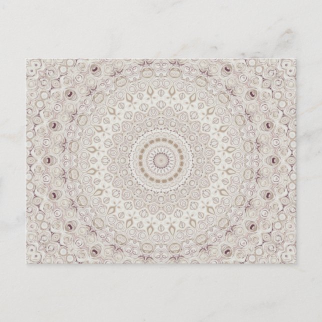 Beige och Taupe Mandala Mönsterdesign Vykort (Framsida)