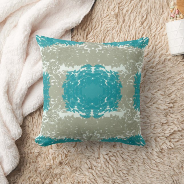 Beige och Teal Dekorativ kudde (Filt)