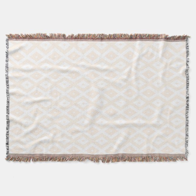Beige och vit diamant mönster filt (Framsidan)
