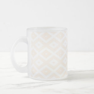 Beige och vit diamant mönster frostad glasmugg