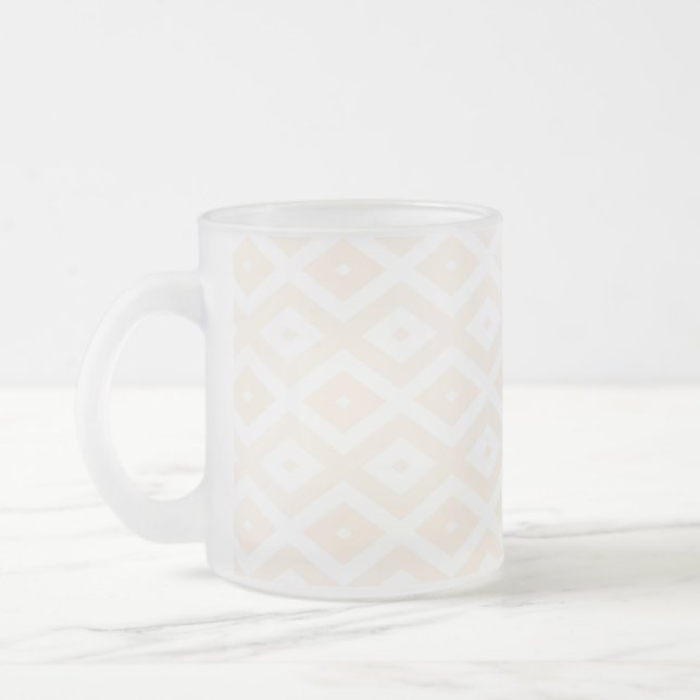 Beige och vit diamant mönster frostad glasmugg (Vänster)