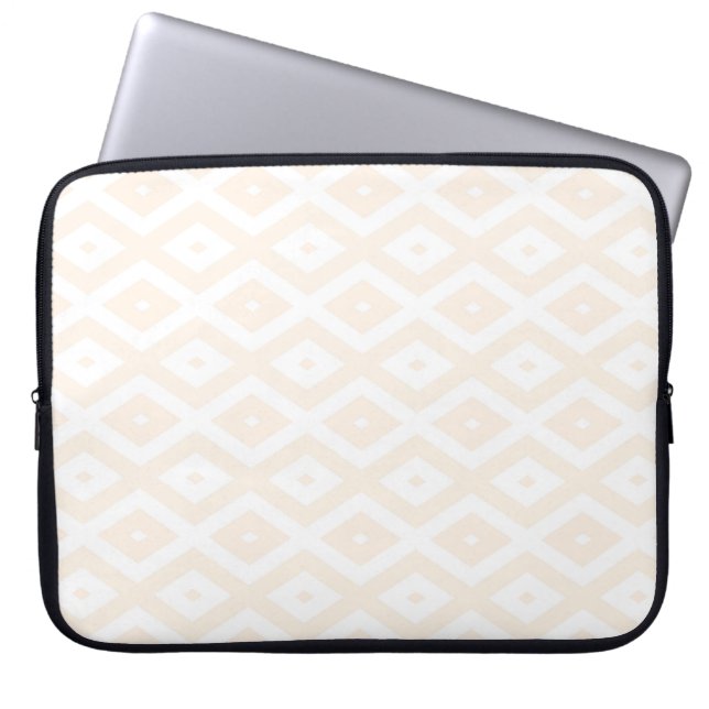 Beige och vit diamant mönster laptop fodral (Framsidan)