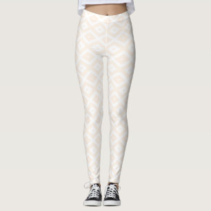 Beige och vit diamant mönster leggings