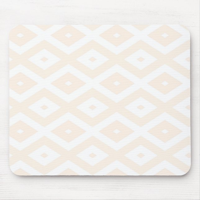 Beige och vit diamantmönster musmatta (Framsidan)